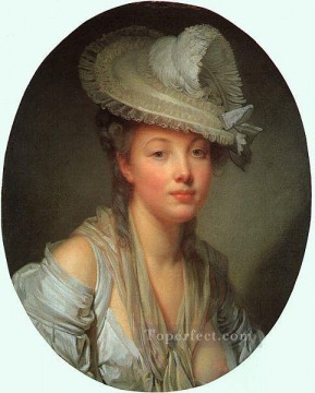  White Canvas - Young Woman in a White Hat portrait Jean Baptiste Greuze